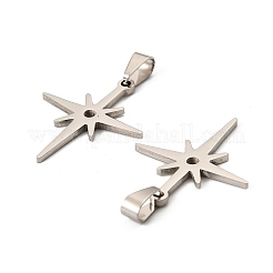 ステンレスペンダント201個  星のチャーム  変色防止  ステンレス鋼色  27x21.5x1.5mm  穴：3x6mm&nbsp;STAS-D380-05P
