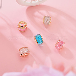 5個 5色ラックメッキ合金ヨーロピアンビーズ  レジンとスパンコールで  大穴ビーズ  カドミウムフリー＆鉛フリー  ロンデル  ミックスカラー  13.5x11mm  穴：4.5mm  1pc /カラー&nbsp;MPDL-TADJ0001-03