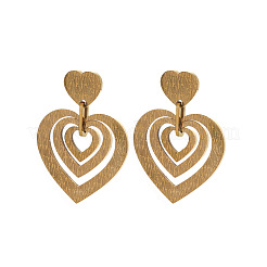 Heart 304 Stainless Steel Dangle Stud Earrings&nbsp;FS-WGAB335-01