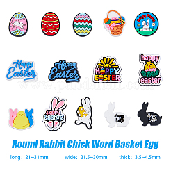 56Pcs 14 Style Easter Theme PVC Plastic Cabochons&nbsp;KY-FH0001-21