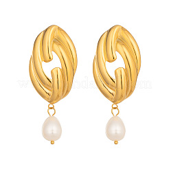 304 Stainless Steel Freshwater Pearl Dangle Stud Earrings for Women&nbsp;EE7584