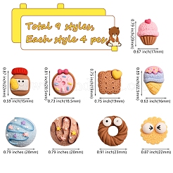 36Pcs 9 Style Resin Decoden Cabochons&nbsp;CRES-SZ0001-20