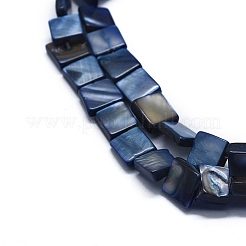 天然淡水シェルビーズ連売り  染め  正方形  プルシアンブルー  8~9x8~9x3~4mm  穴：1mm  約49個/連  15.3インチ&nbsp;SHEL-E355-07D
