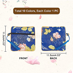 10Pcs 10 Colors Retro Square Cloth Zipper Pouches&nbsp;ABAG-PH0001-31