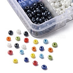 960個8色6/0ガラスシードビーズ  不透明な色の光沢の  ラウンド  ミックスカラー  4mm  穴：1.5mm  約120PCS /カラー&nbsp;SEED-FP0001-01