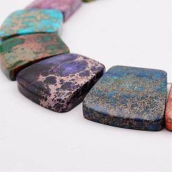 ナチュラルインペリアルジャスパーグラデーション連売り  染め  台形  カラフル  16~34x23~28x5~6mm  穴：1mm  約15個/連  12.2インチ&nbsp;G-P296-A05