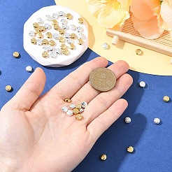 60 個 2 色の合金ビーズ  長持ちメッキ  ナザールボンジュウ付きフラットラウンド  ゴールデン＆シルバー  5.5x6x3mm  穴：1.5mm  30個/カラー&nbsp;FIND-YW0010-12