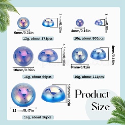 70g 5スタイル ABSプラスチック模造真珠カボション  半円  ブルー  4~12x2~5.5mm&nbsp;OACR-SC0001-45E