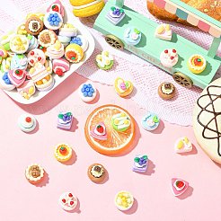 100個2スタイル不透明樹脂カボション  イミテーションケーキ  混合図形  ミックスカラー  13.5~19x13~19x14~16mm  50個/スタイル&nbsp;CRES-CJ0001-86