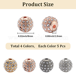 20Pcs 4 Colors Alloy Rhinestone Beads&nbsp;FIND-PA0001-20