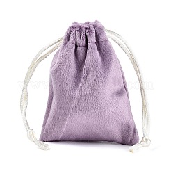 ベルベットのジュエリー用巾着収納ポーチ  長方形  ミディアム蘭  8.5~9.2x6.8~7.2x0.3~0.4cm&nbsp;TP-Q001-01B