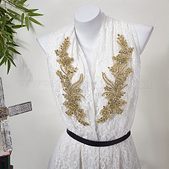 ポリエステル刺繡スパンコールコスチュームアクセサリー  ラインストーン縫製工芸装飾  花  ダークチソウ  330x110x5mm&nbsp;FIND-WH0148-717A