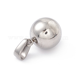 変色しない201ステンレススチールペンダント  ラウンドチャーム  ステンレス鋼色  14.5x12mm  穴：3x7mm&nbsp;STAS-G284-13A-P