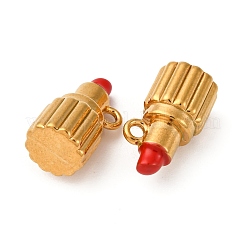 304ステンレススチールエナメルチャームリップスティックチャーム  ゴールドカラー  レッド  15x8mm  穴：1.5mm&nbsp;STAS-Q363-11B-G
