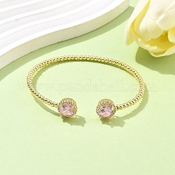 Round Brass Micro Pave Cubic Zirconia Cuff Bangles & Rings Sets for Women&nbsp;SJEW-R002-01G-06