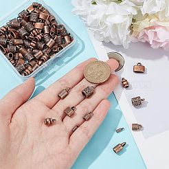 120個 6スタイル チベットスタイル 合金コードエンド  エンドキャップ  バレル＆コラム  ミックスカラー  10~14x6.5~11.5x4.5~8.5mm  穴：2.5~6mm  内径：4~9x3~5  20個/スタイル&nbsp;FIND-NB0004-49