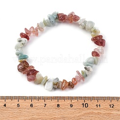 天然アマゾナイト＆ストロベリークォーツチップストレッチブレスレット  内径：2-1/8~2-1/4インチ（5.3~5.5cm）&nbsp;X-BJEW-JB04490-04