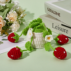 Strawberry Basket Woolen Yarn Pendant Decorations&nbsp;AJEW-WH20006-240B