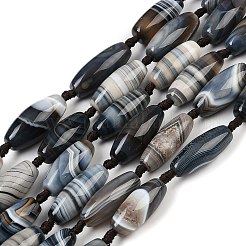 天然石瑪瑙ビーズ連売り  ライス  染めて加熱したもの  スチールブルー  30~33x12.5~14mm  穴：2mm  約10個/連  15.75''（40センチメートル）&nbsp;G-NH0052-A01