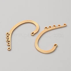 合金イヤーカフのパーツ  横多穴付き  マットゴールドカラー  50x25x2mm  穴：1.6mmと1.5x3mm&nbsp;FIND-WH0126-201MG