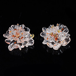 クリア樹脂カボション  201個のステンレススチールビーズ付き  花  ミックスカラー  24x22x10mm&nbsp;CRES-N030-002
