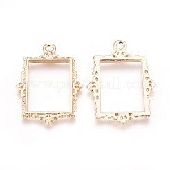 ラックメッキ合金空枠ペンダント  UVレジンDIY用  エポキシ樹脂  プレスジュエリー  カドミウムフリー＆ニッケルフリー＆鉛フリー  長方形  ライトゴールド  39x27.5x2mm  穴：2.5mm&nbsp;PALLOY-Q351-08KCG-FF