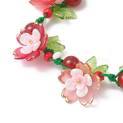 Floral Acrylic Beads Braided Bead Bracelets for Women&nbsp;BJEW-MZ00184-01