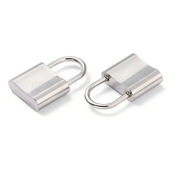 変色しない304ステンレススチールペンダント  南京錠  ステンレス鋼色  17x11x3.5mm  穴：6x7mm&nbsp;STAS-J036-007B-P