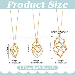 3Pcs Brass Macrame Pouch Necklaces&nbsp;NJEW-WR00008