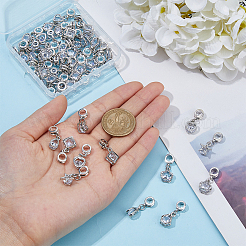 48Pcs 6 Styles Alloy Pave Clear Cubic Zirconia European Dangle Charms&nbsp;PALLOY-FI00002
