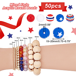 1 Set Mixed Style Acrylic Round Beads Sets&nbsp;SACR-PH0001-52F