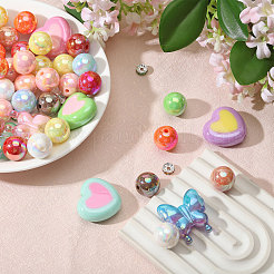 Heart Butterfly Mixed Acrylic & Brass Rhinestone Spacer Beads Findings Kits&nbsp;DIY-CA0008-06