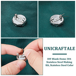 DIY ブランクドーム 304 ステンレススチール製作キット  ステンレス鋼色  16x4.5mm  トレイ：15mm&nbsp;DIY-UN0056-13