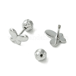 変色しない304ステンレススチール製イヤリング  蝶  ステンレス鋼色  7.5x9.5mm&nbsp;EJEW-Q801-11P