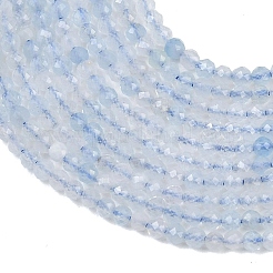 天然石アクアマリンビーズ連売り  ラウンド  多面カット  2.5mm  穴：0.5mm  約184~186個/連  15.12~15.47''（38.4~39.3センチメートル）&nbsp;G-B171-C01-2mm