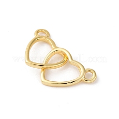Brass Interlocking Heart Connector Charms&nbsp;KK-V016-10G