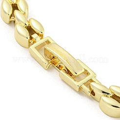 Brass Micro Pave Clear Cubic Zirconia Leaf Link Chain Bracelets for Women&nbsp;BJEW-R315-01B-G