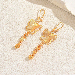 Brass Butterfly Tassel Hoop Earrings&nbsp;GT6023