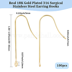 100Pcs 316 Surgical Stainless Steel Earring Hooks&nbsp;STAS-BBC0009-59B