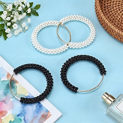 4Pcs 2 Colors Resin Imitation Pearl Beaded Iron Ring Bag Handles&nbsp;FIND-PH0038-56