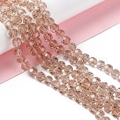 ガラスビーズ連売り  ファセット（32ファセット）  ラウンド  バリーウッド  8mm  穴：1.5mm  約66~67個/連  18.5インチ〜19.29インチ（47~49cm）&nbsp;EGLA-J042-8mm-21