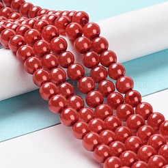 Baking Paint Pearlized Glass Pearl Round Bead Strands&nbsp;HY-XCP0001-13C