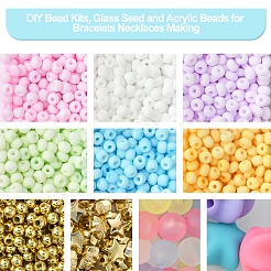 DIYビーズキット  ブレスレットやネックレスを作るためのガラスシードとアクリルビーズ  カラフル  8~25x3~19x1~3.5mm  穴：1~1.8mm&nbsp;DIY-FS0006-95A