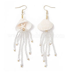 3 Pairs 304 Stainless Steel Gemstone & Glass Seed Beaded Jellyfish Dangle Earrings&nbsp;EJEW-MZ00529