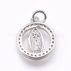 Brass Micro Pave Cubic Zirconia Pendants&nbsp;ZIRC-E152-14P-RS