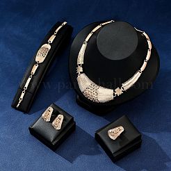 台形合金ペンダントネックレス、スタッドダングルイヤリング、リンクブレスレット、リングセット  ゴールドカラー  430mm＆217mm＆28x19mm&nbsp;WGF76D9-01