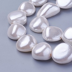 シェルパールビーズ連売り  ナゲット  雪  15~21x15~18x7.5~15mm  穴：1mm  約19個/連  16.14インチ〜16.53インチ（41~42cm）&nbsp;BSHE-P030-02E