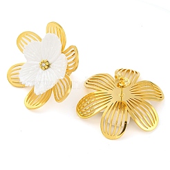 304 Stainless Steel Micro Pave Clear Cubic Zirconia Flower Stud Earrings for Women&nbsp;EJEW-U023-06G