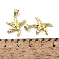 真鍮チャーム  カドミウムフリー＆ニッケルフリー＆鉛フリー  ヒトデのチャーム  18KGP本金メッキ  20.5x17.5x3mm  穴：4.5x3.5mm&nbsp;KK-U060-14G