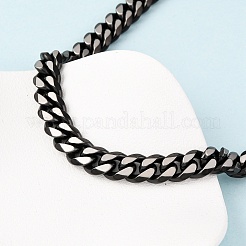 10mm 304ステンレススチール製キューバンリンクチェーンネックレス  ブラック  24.02インチ（61cm）&nbsp;NJEW-C099-04A-02